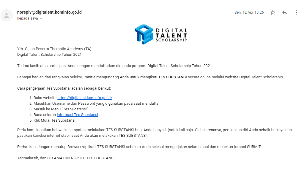 Tes Subtansi digitalent kominfo